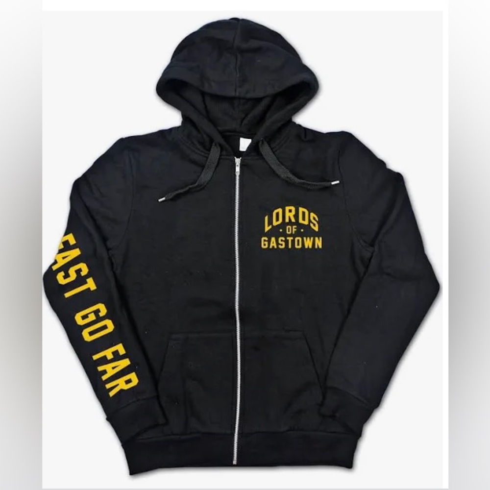 Zip up hoodie sweater. Never worn. Brand new. Never washed. Lords of Gastown.